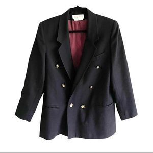 VINTAGE Irving Samuel Wool Double Breasted Blazer Navy Blue 12